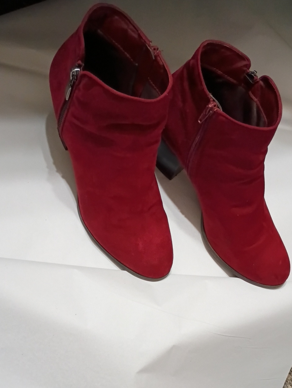 Style & Co Red Ankle Boots JAMILA 10 Faux Suede
